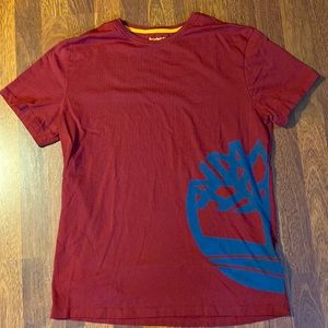 Timberland Red Graphic Spellout AOP Tshirt Size Adult Medium